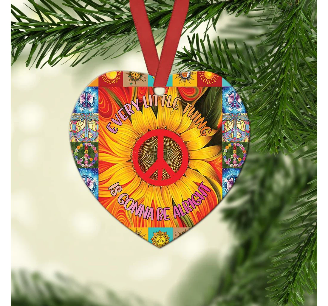 Hippie Sunflower Gonna Be Alright Ablz2209006z Heart Ornament MDF Ornament