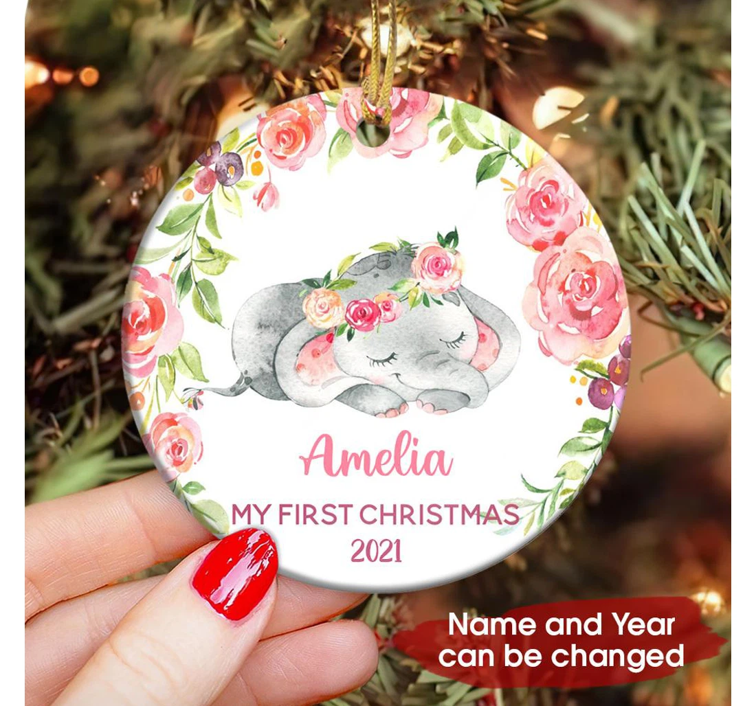 Baby Gift First Christmas Personalized Quyz1110007z Circle Ornament MDF Ornament