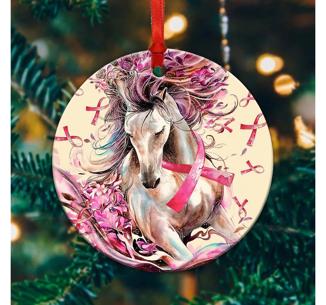 Horse Breast Cancer Harz2110003z Circle Ornament MDF Ornament
