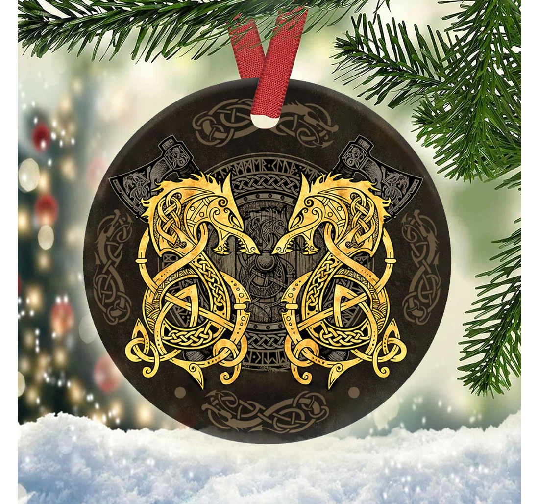 Wolf Viking Anqz2810001z Circle Ornament MDF Ornament