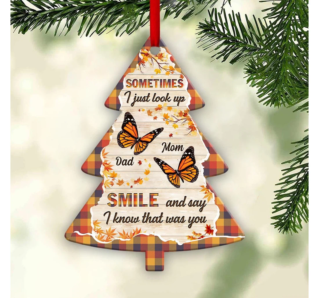 Butterfly Memorial Mom And Dad Nnrz2210001z Tree Shaped Ornament MDF Ornament