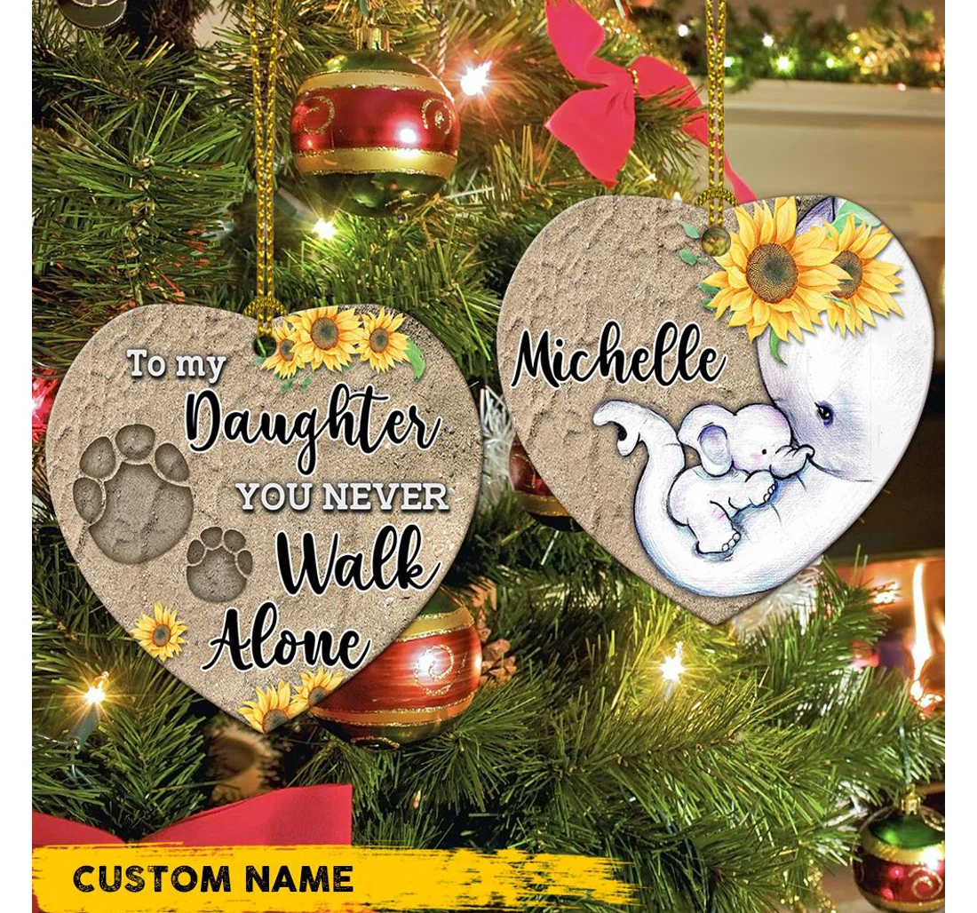 Mom To Daughter Elephant Personalized Ablz2409006z Heart Ornament MDF Ornament