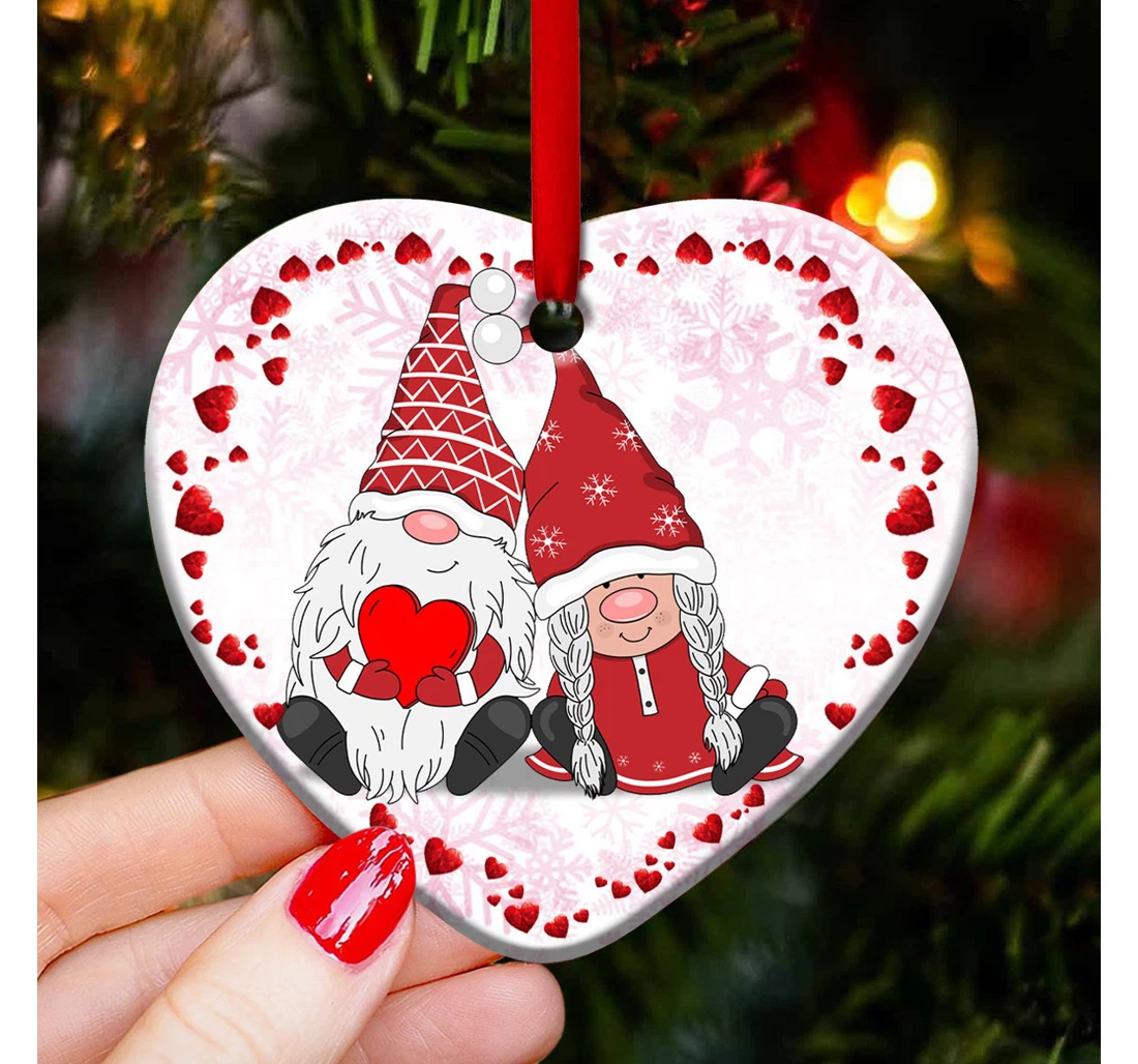 Gnome Couple Lover Ttaz2210004z Heart Ornament MDF Ornament
