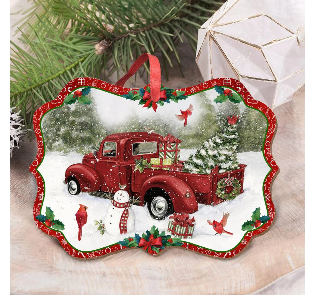 Snowman Red Truck For Christmas Halz2009012z Ornament MDF Ornament