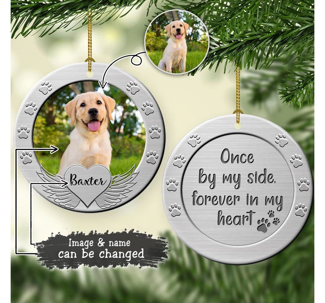 Dog Memorial Silver Style Customized Photo Nnrz2409003z Circle Ornament MDF Ornament