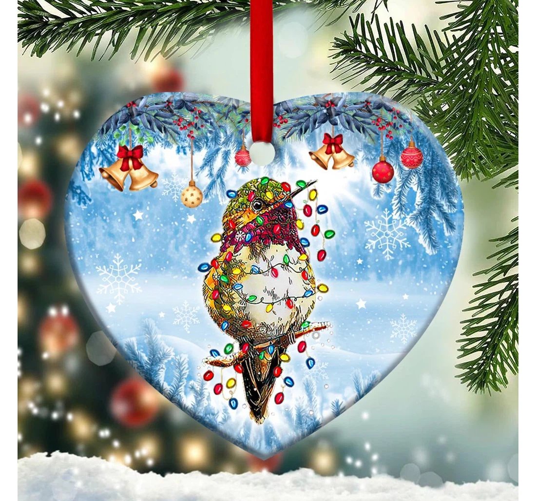 Hummingbird Christmas Light Nnrz2810003z Heart Ornament MDF Ornament