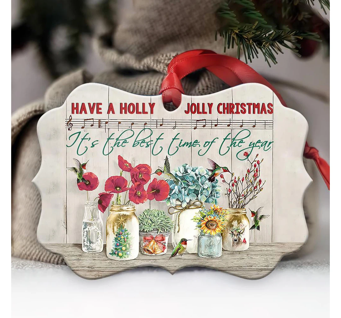 Hummingbird Holly Jolly Christmas Bgrz2710024z Ornament MDF Ornament