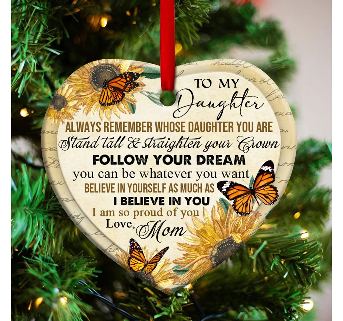 Family To My Daughter Butterfly Thaz0810004z Heart Ornament MDF Ornament