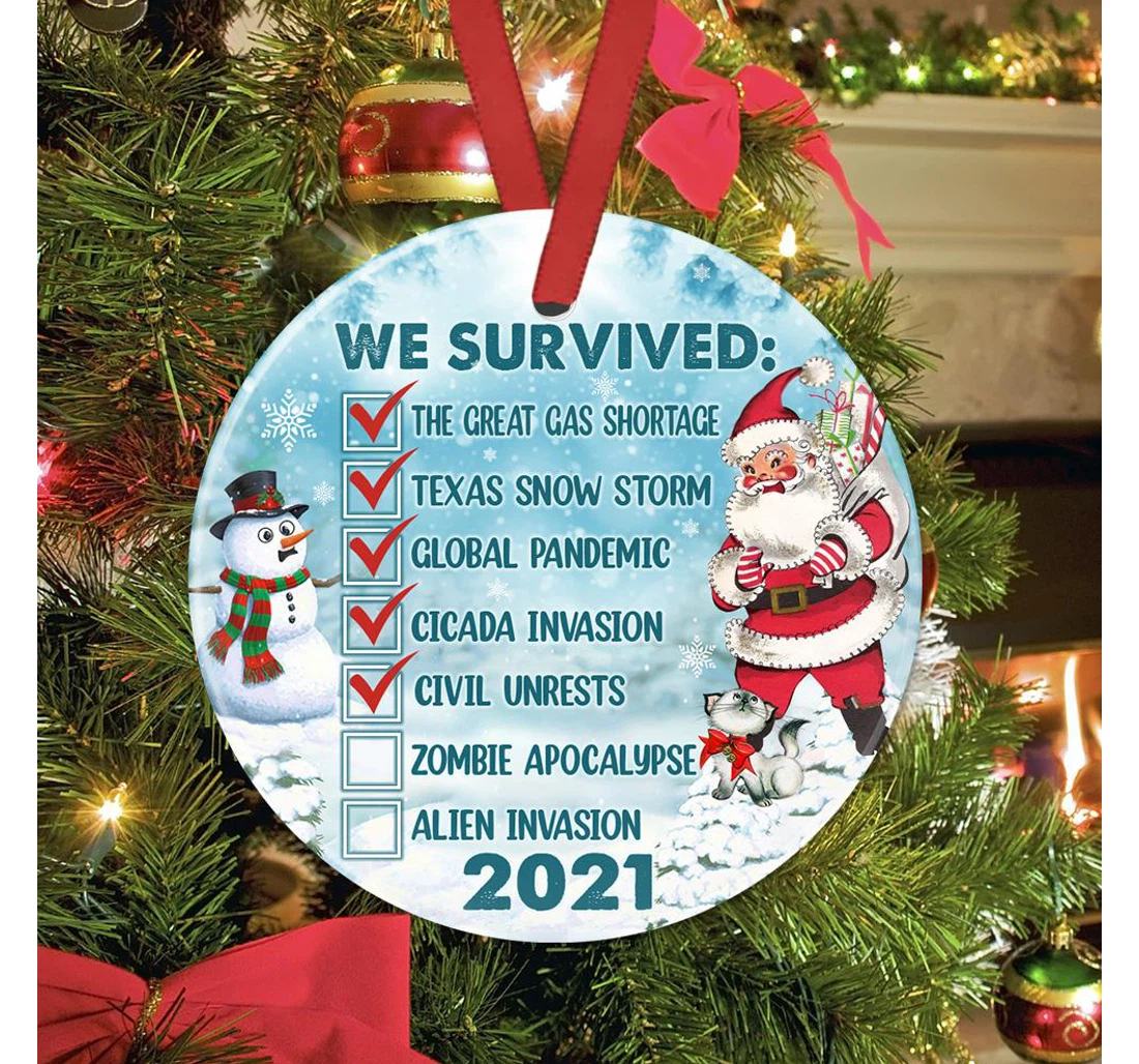 We Survived Christmas 2021 Aglz0110015z Circle Ornament MDF Ornament