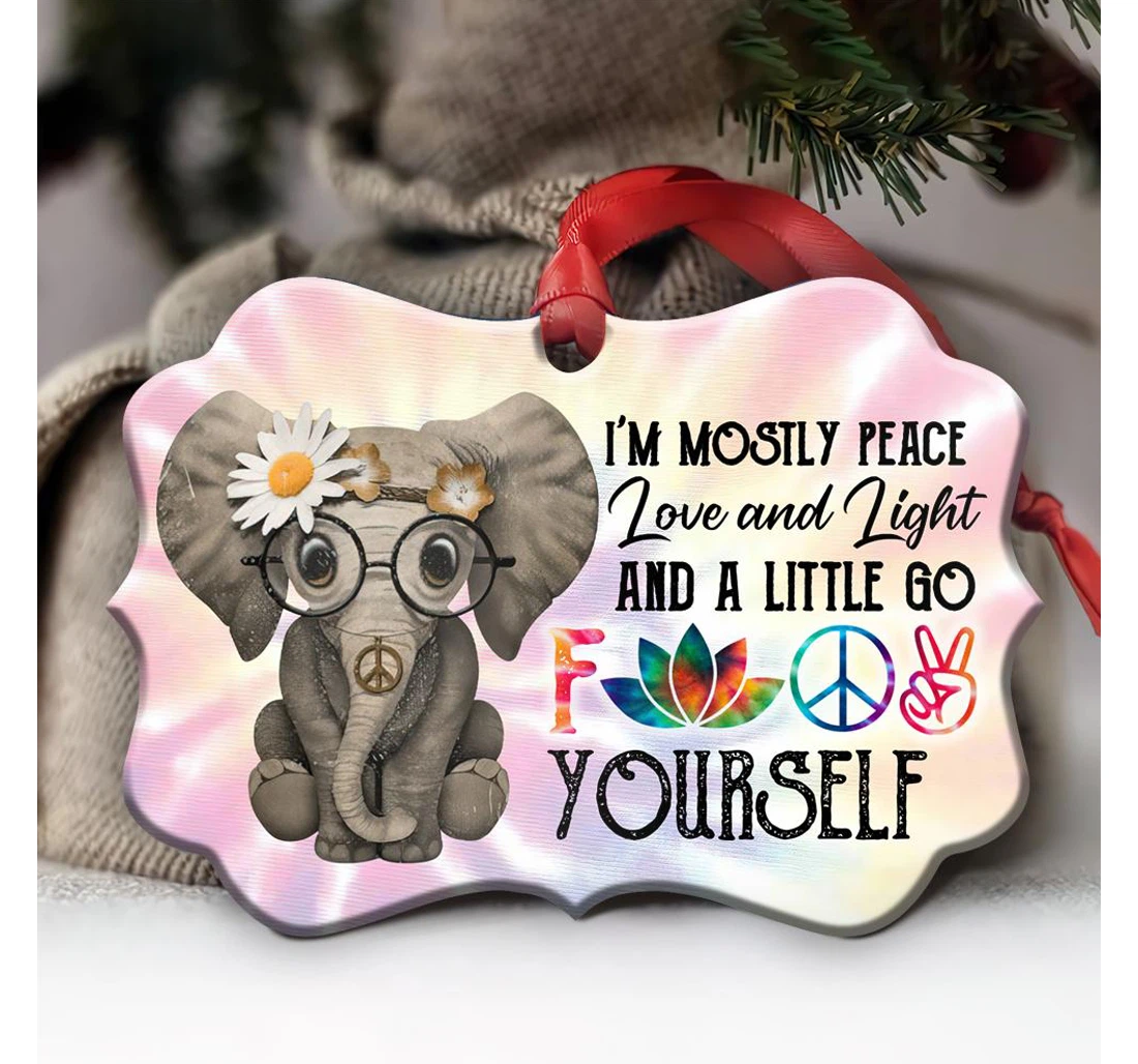 Elephant Hippie Peace Love Light Thaz2810001z Ornament MDF Ornament