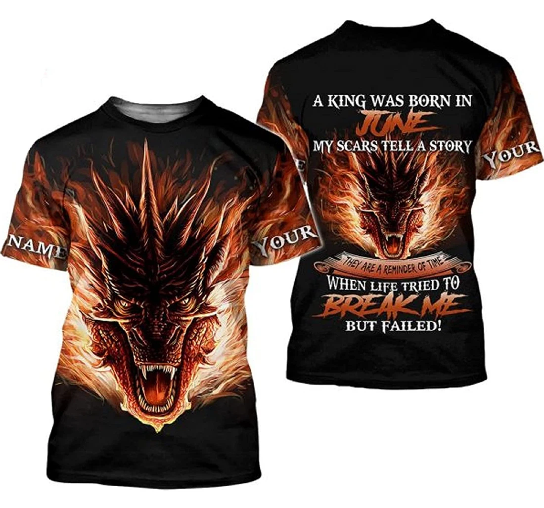 Personalized Name Dragon Break Me June Guy 3d All Over Printed T Shirt Black - 3D Printed T-shirt