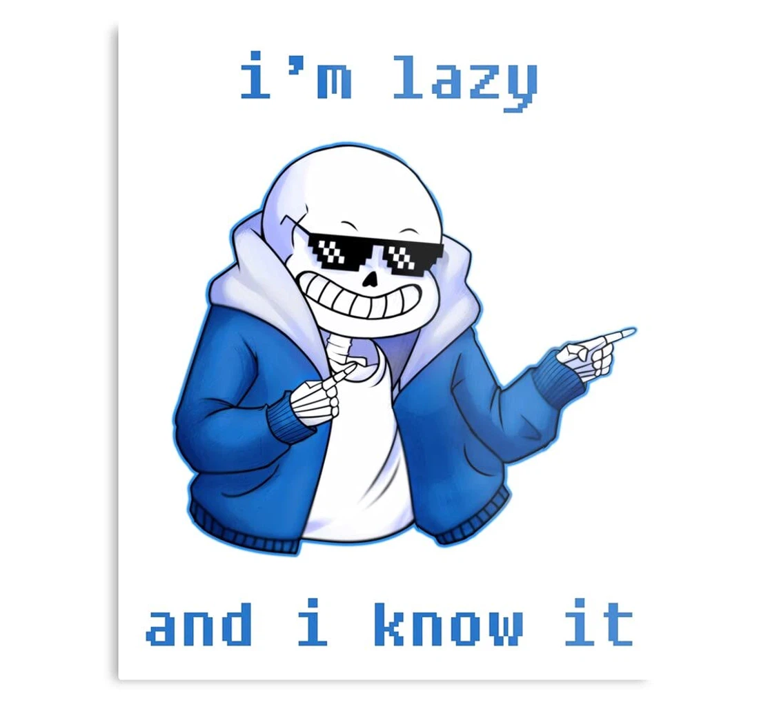 Poster, Canvas - Funny Lazy Cool Sans Undertale The Print Framed Wall Art