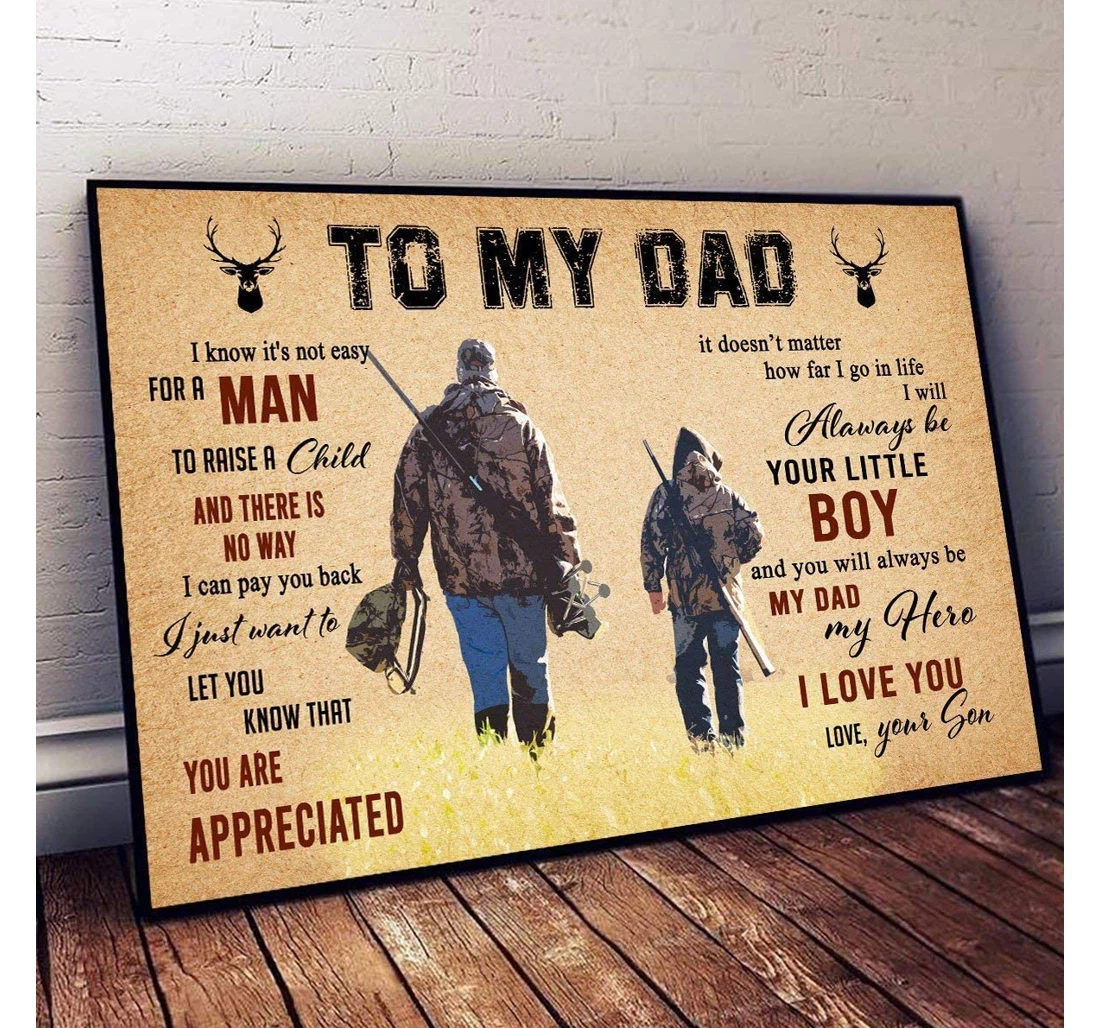 Poster, Canvas - To My Dad Dad Hunting Custom Backgrou Print Framed Wall Art