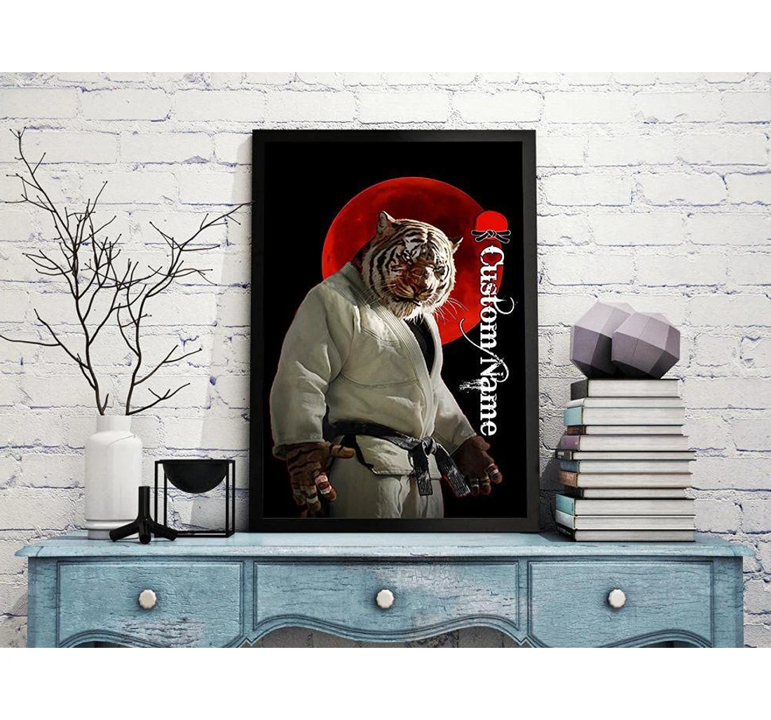 Poster, Canvas - Customize Name Martial Tiger 3d All Over Da03042104, Custom Custom Watercol Print Framed Wall Art