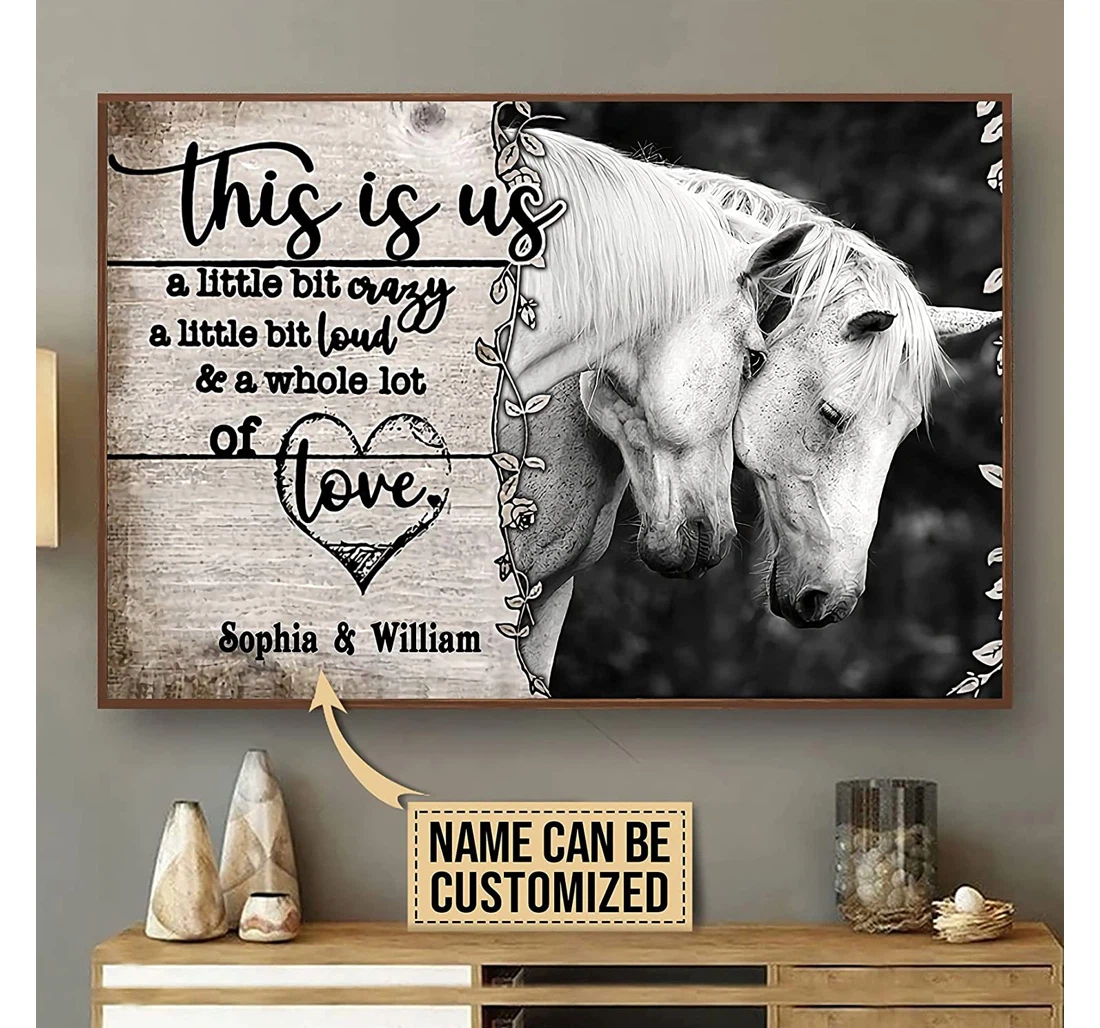 Poster, Canvas - Love Horse Custom Name Custom Backgro Print Framed Wall Art