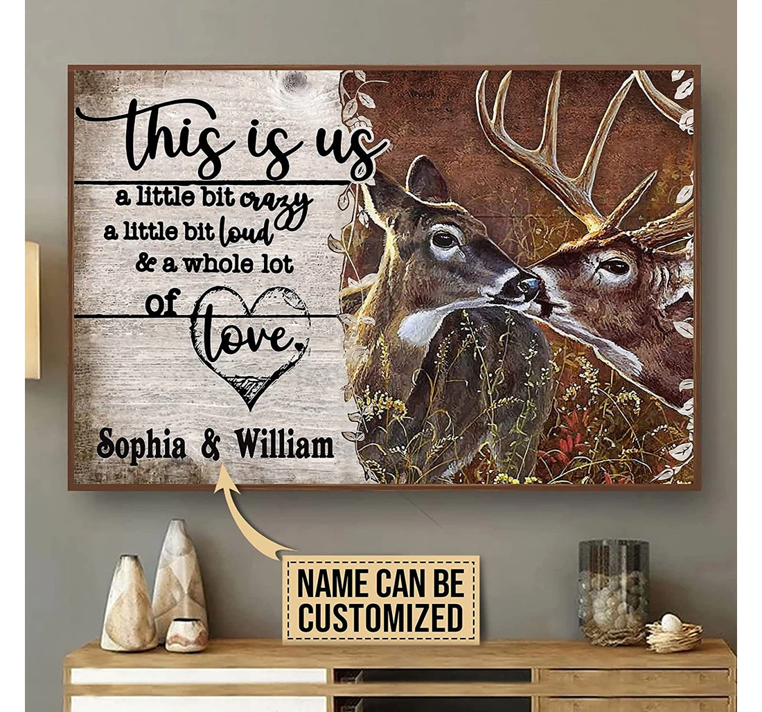 Poster, Canvas - Deer Hunting Custom Name Custom Backg Print Framed Wall Art