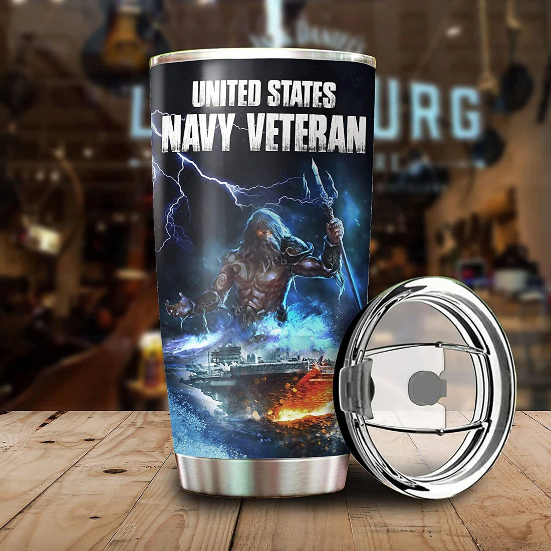 Personalized 24 oz Military Veterans Tumbler Cup, US Navy Stainless Steel Tumbler