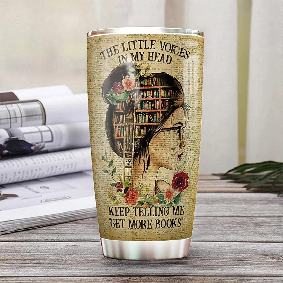 Personalized Tumblers 20oz With Lid - Book Lover Tumbler Cup with Lid,  Travel Coffee Mug