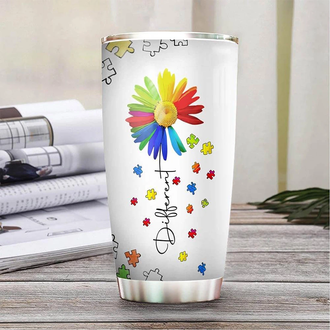 Personalized Tumblers 20oz With Lid - Autism Awareness Tumbler Cup with Lid,  Travel Coffee Mug