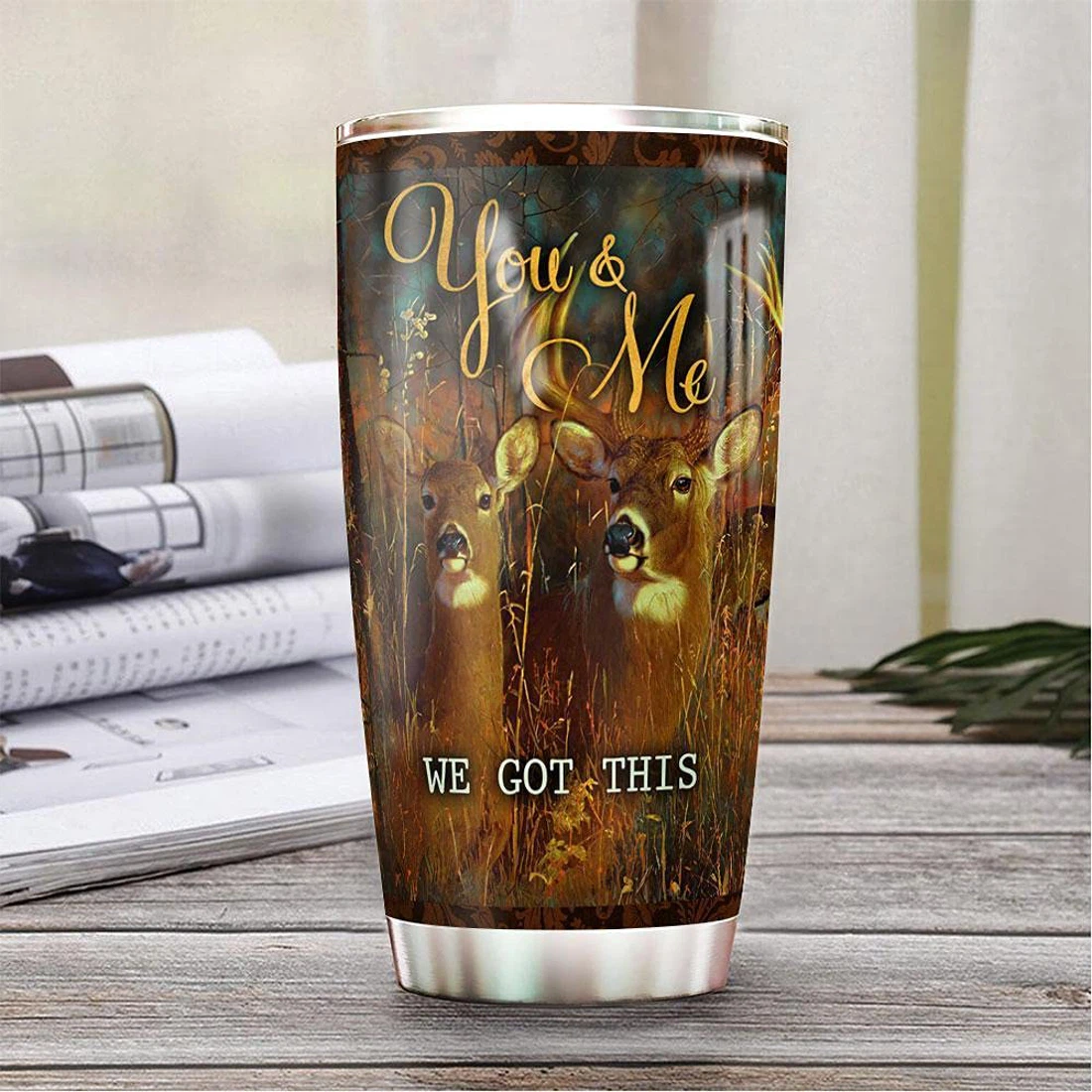 Personalized Tumblers 20oz, 30oz With Lid - Deer Tumbler Cup with Lid,  Travel Coffee Mug ZDT3917