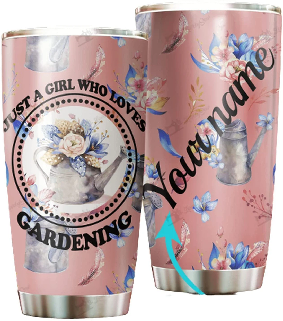 Personalized Just A Girl Who Loves Gardening Tumbler Cup 20oz with Lid,  Travel Coffee Mug