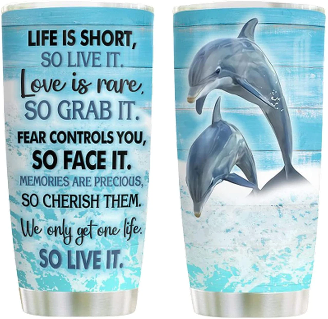 Personalized Dolphin Tumbler Cup Tumblers 20oz with Lid,  Travel Coffee Mug