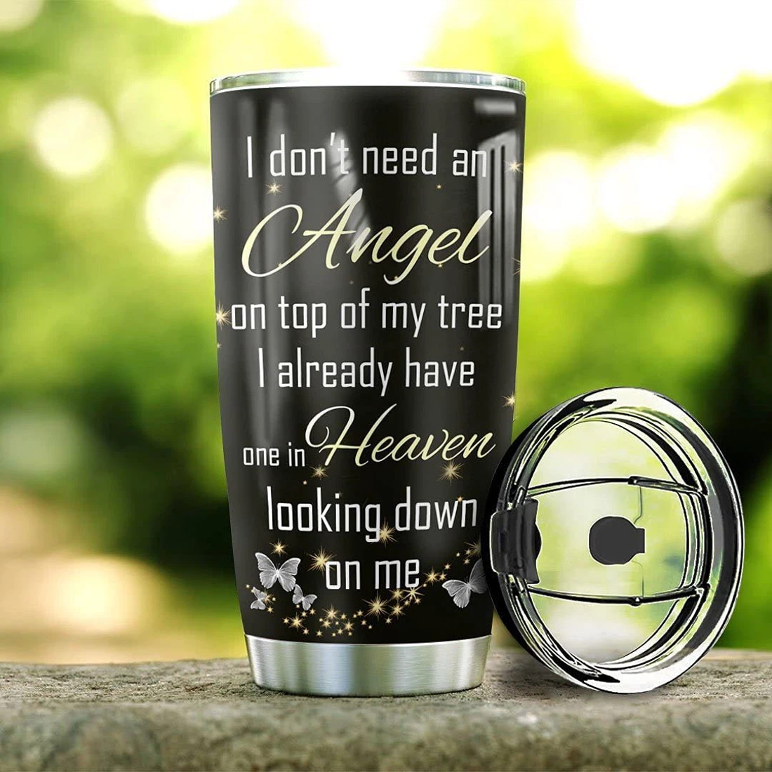 Personalized Butterfly Angel Tumbler Cup with Lid, Stainless Steel Tumblers 20oz  Travel Coffee Mug