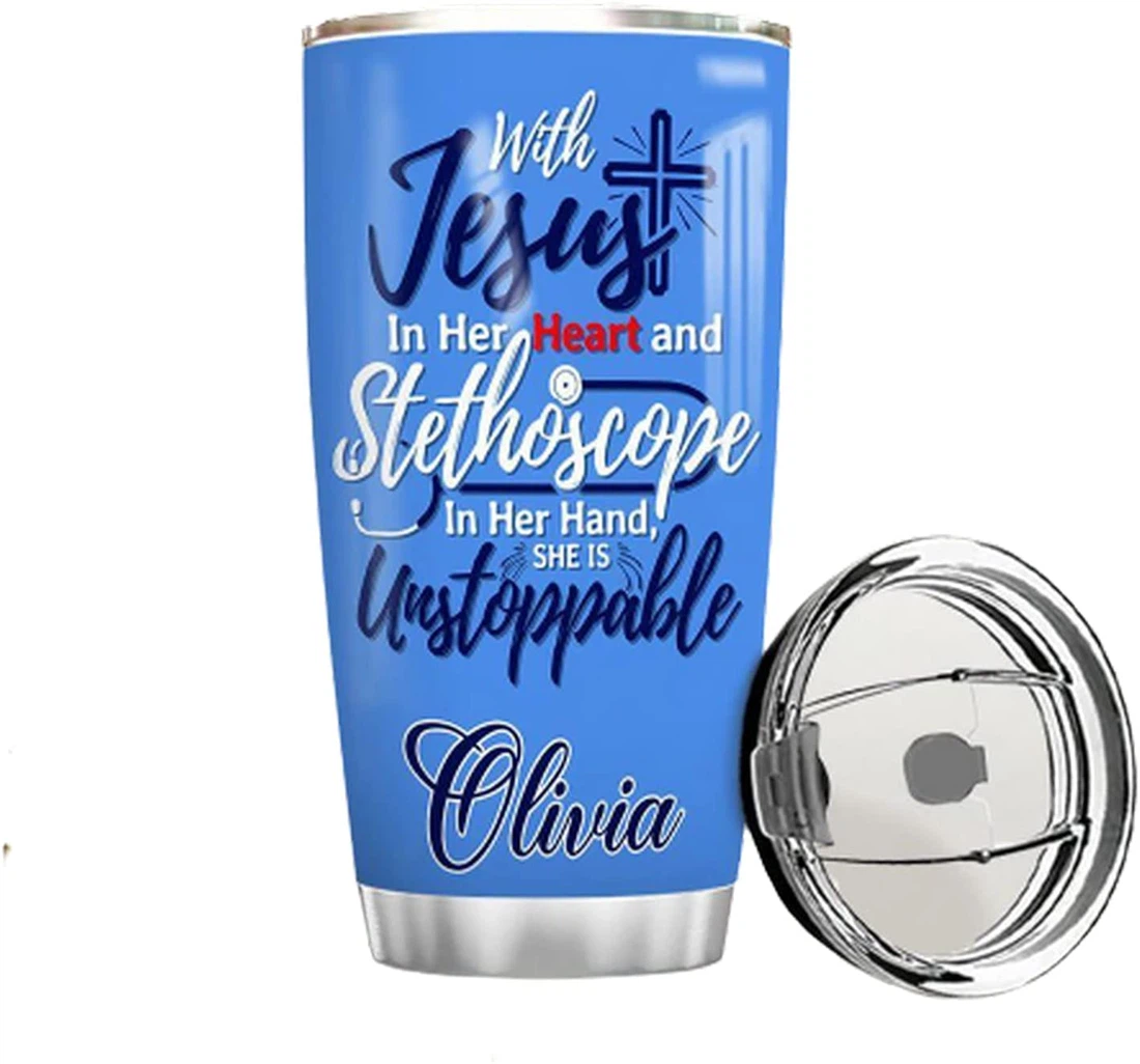 Personalized Stainless Steel Tumblers 20oz, 30oz With Lid - Jesus Nurse Tumbler Cup with Lid,  Travel Coffee Mug ZDT6072