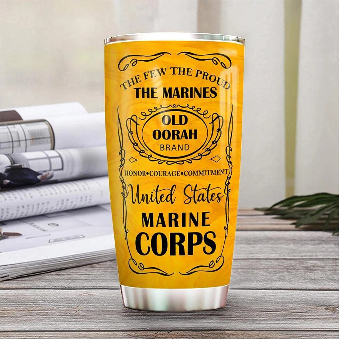 Personalized Marine Corp Tumbler Cup with Lid, Stainless Steel Tumblers 20oz  Travel Coffee Mug