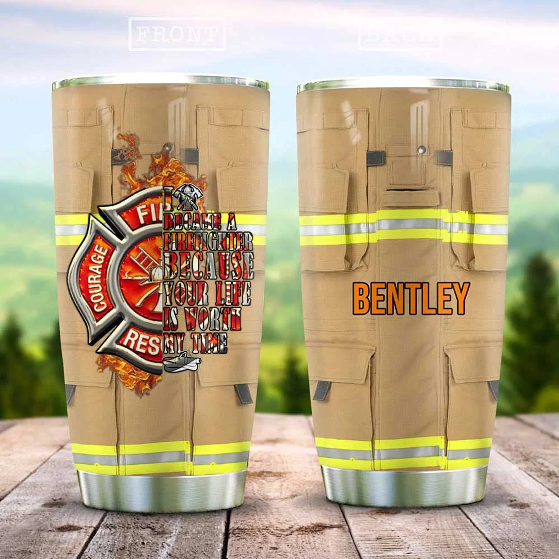Personalized Firefighter Cover Tumbler Cup with Lid, Tumblers 20oz  Travel Coffee Mug