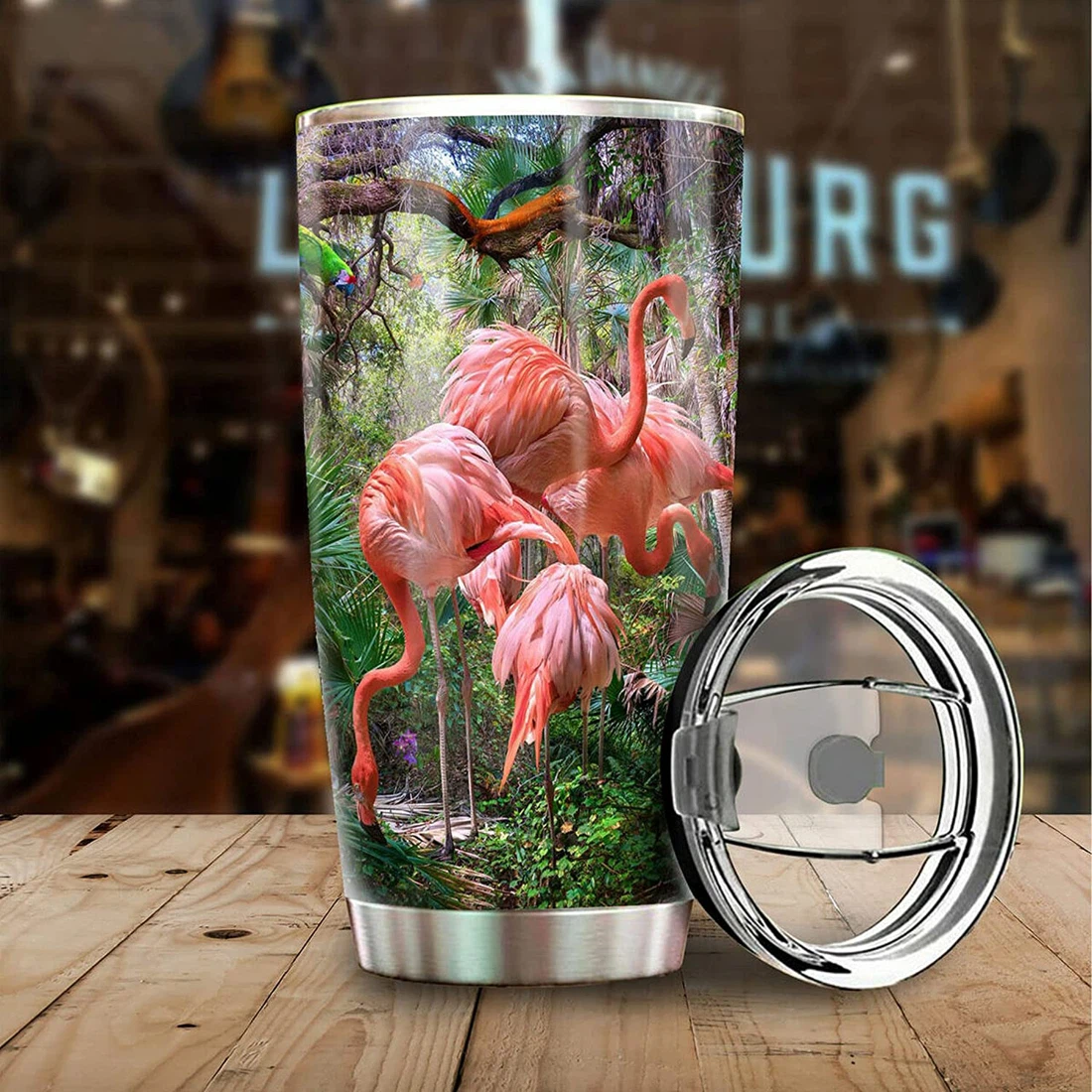 Personalized  Beautiful Flamingo Ver 2 Stainless Steel Tumbler Cup with Lid, Tumblers 20oz  Travel Coffee Mug