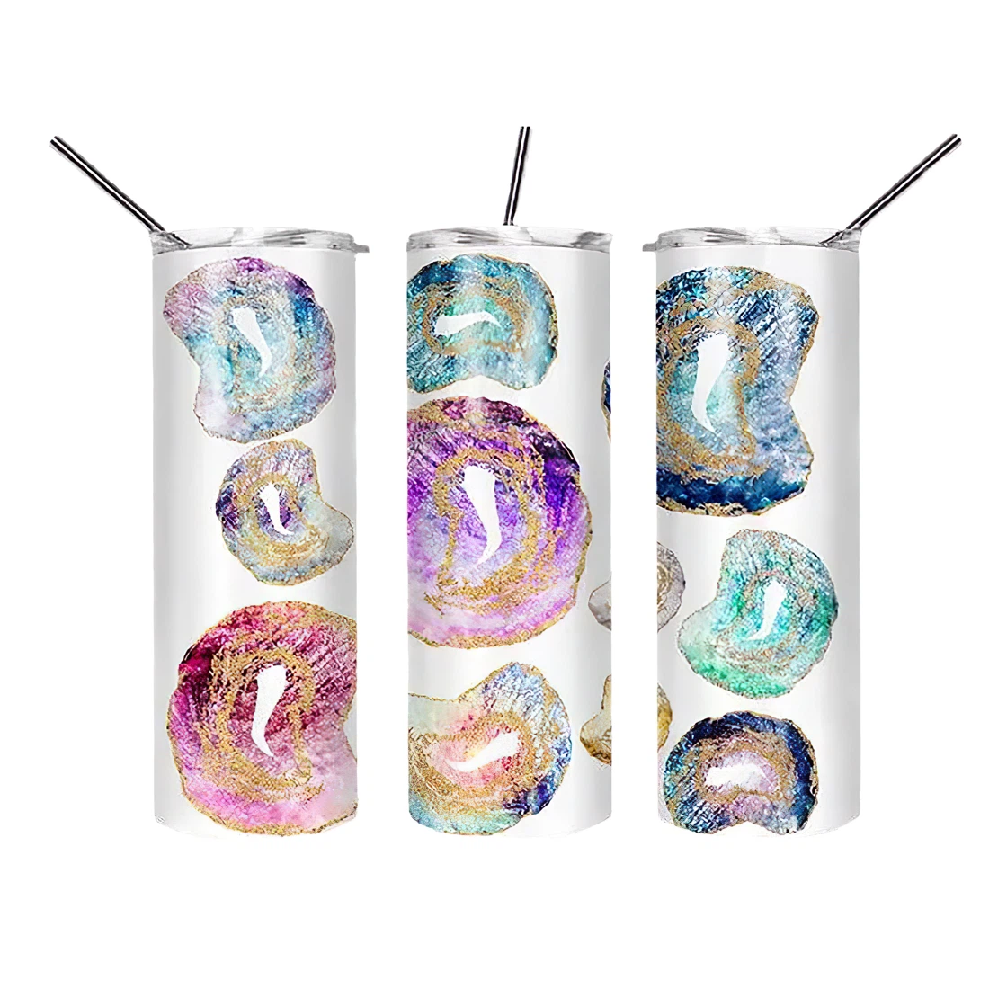 Personalized Name Geode Stone Marble Tumblers 17 Oz Glitter With Lid And Plastic Straws Travel Mug