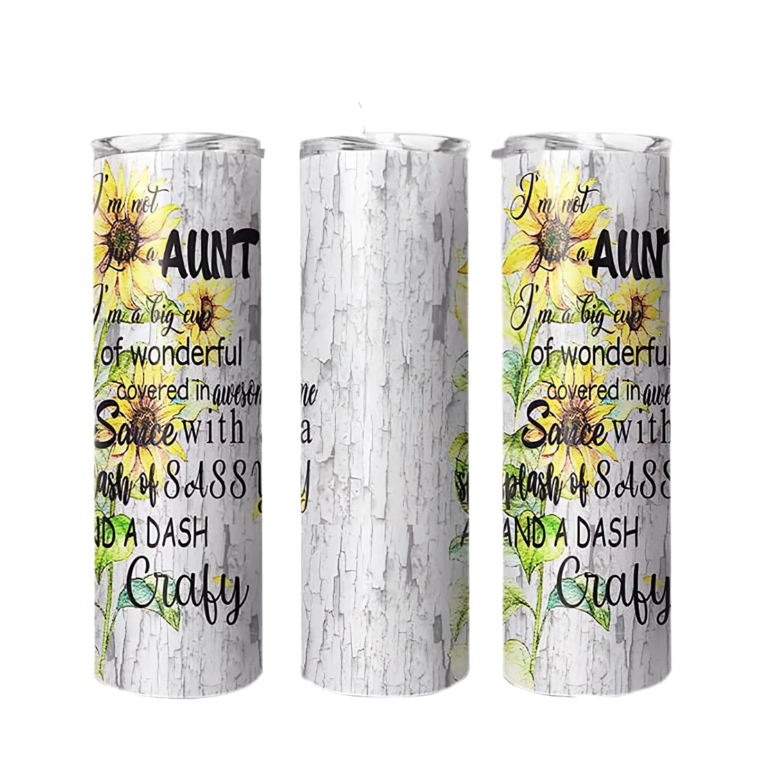 Personalized Name Sunflower I Am Not Just An Aunt Tumblers 17 Oz Glitter With Lid And Plastic Straws Travel
