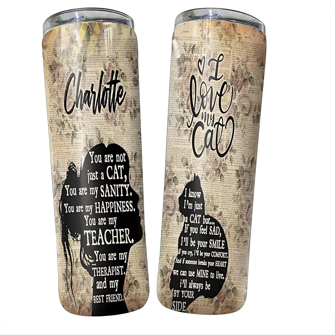 Personalized Name Girl Cat Love You Are Not Just A Cat  Tumbler 17oz With Lid And Straw