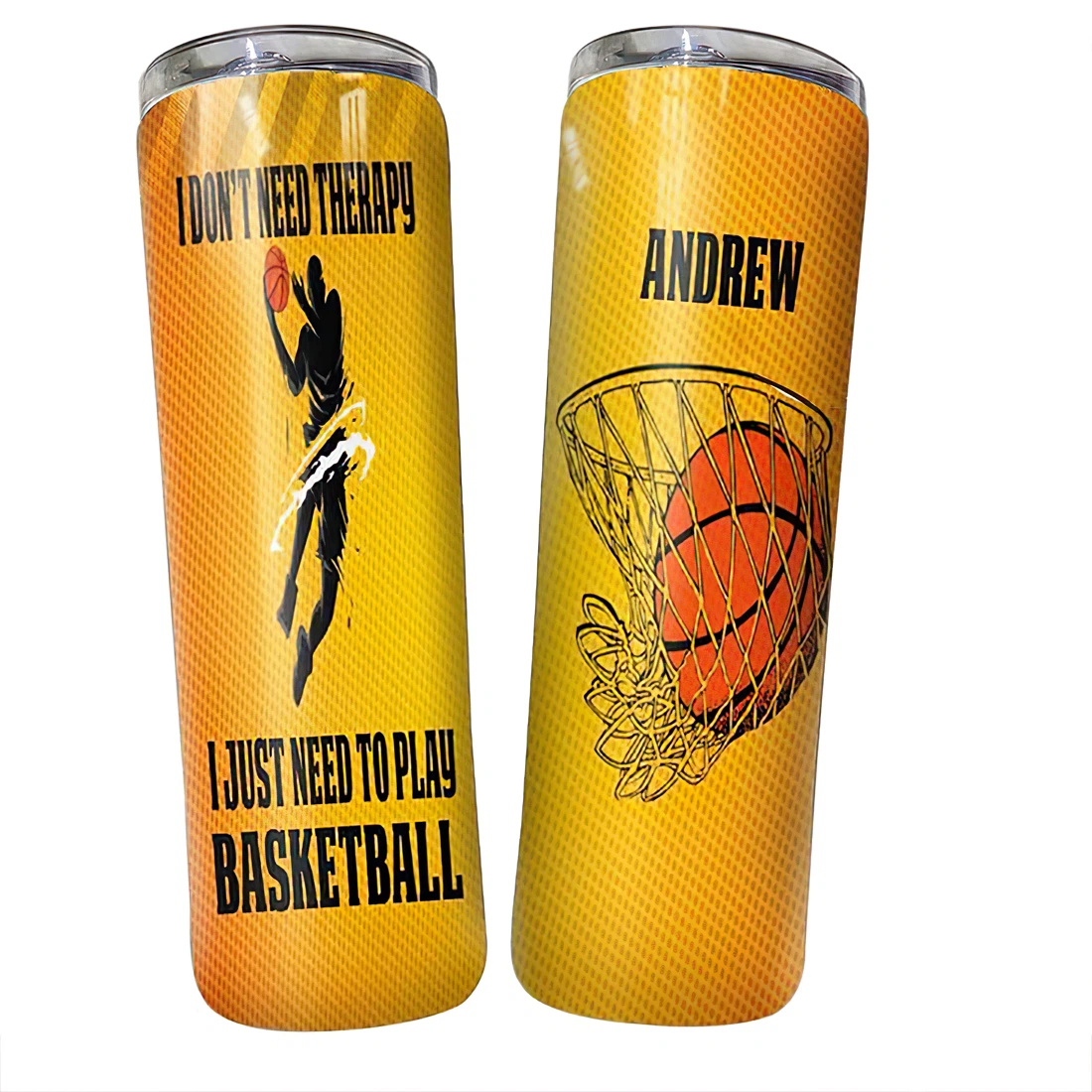 Personalized Name I Don't Need Therapy Just Need To Play Basketball Tumbler 17oz With Lid And Straw