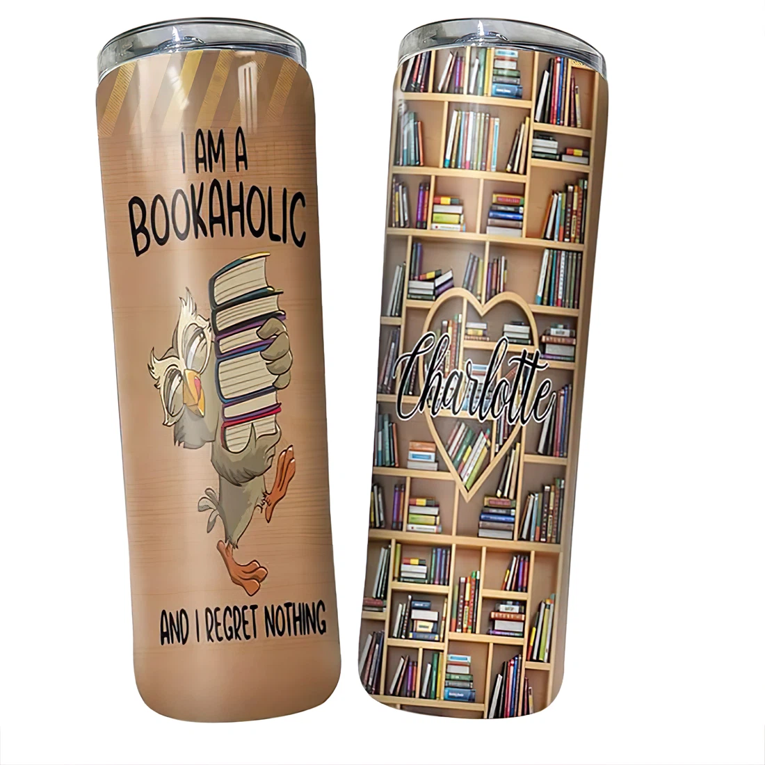 Personalized Name Im A Bookaholic And I Regret Nothing Tumbler 17oz With Lid And Straw