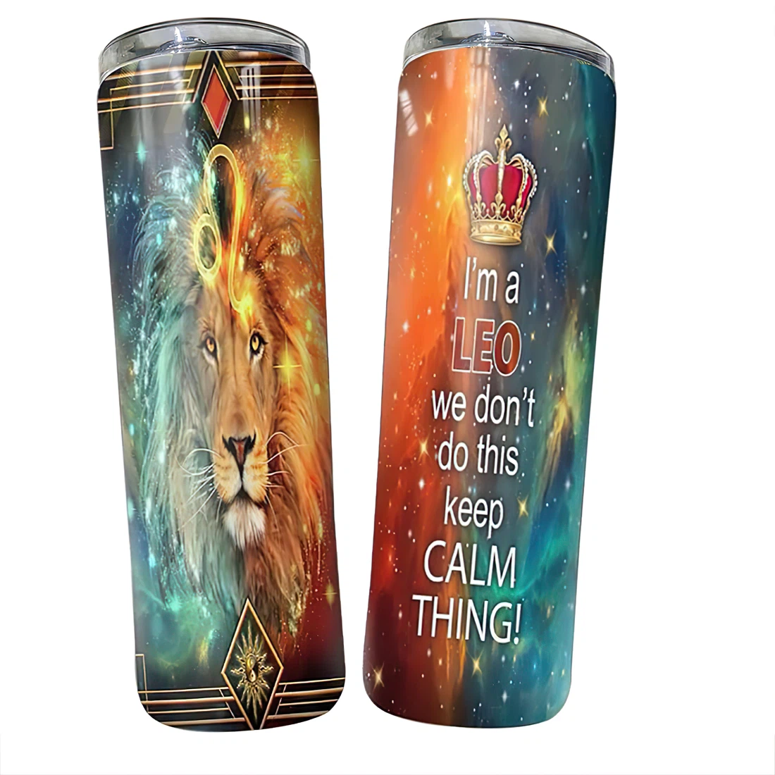 Personalized Name Lion Horoscope Leo Ice Vs Fire We Don't Do This Keep Calm Thing Tumbler 17oz With Lid And Straw