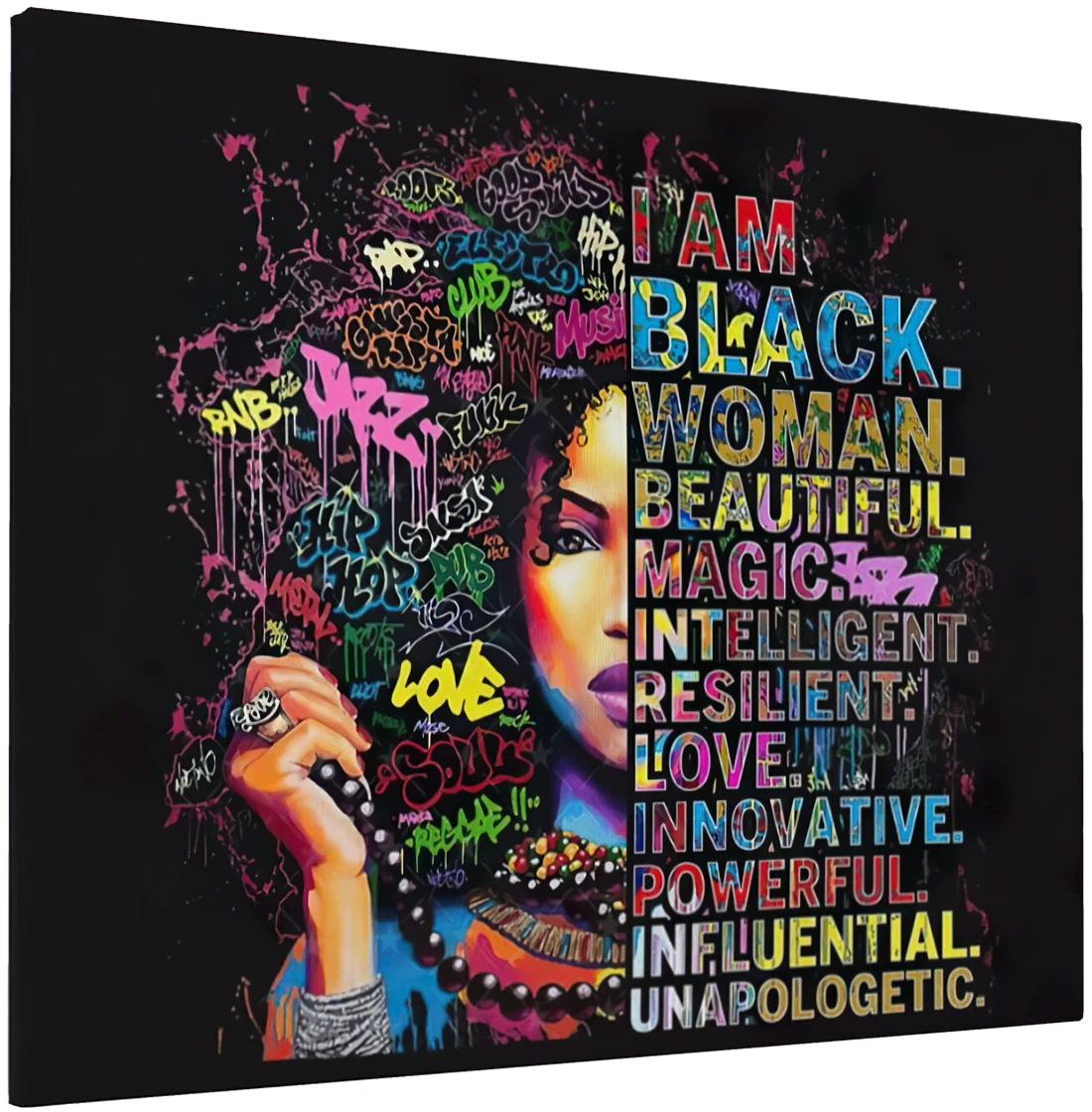 Framed Canvas - African American Quotes I Am Black Woman - Wall Art, Poster