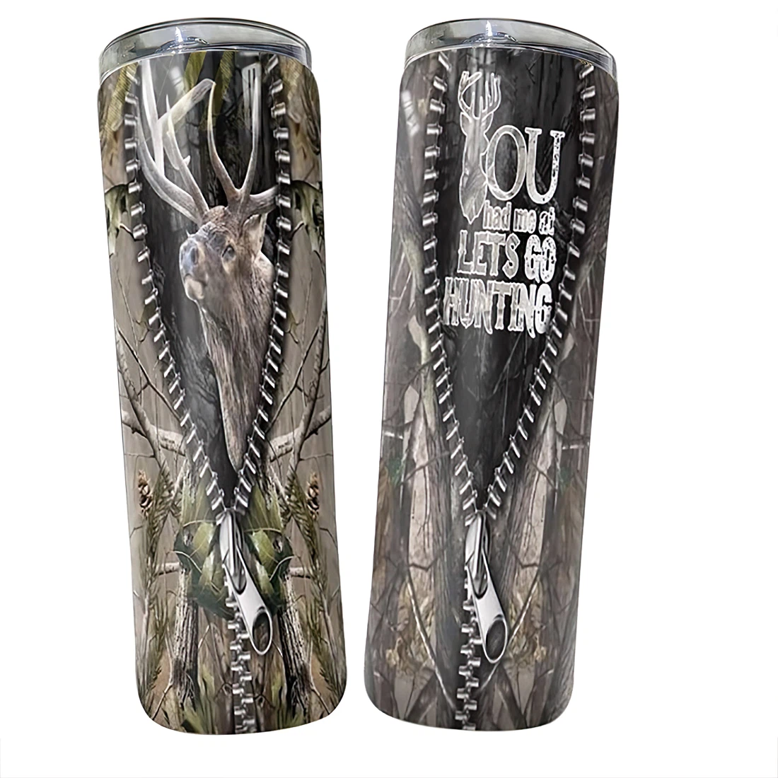 Personalized Name Hunting You Had Me At Lets Go Hunting Deer Tumbler 17oz With Lid And Straw