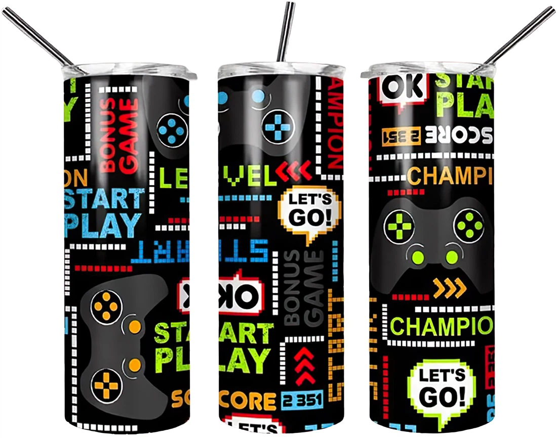 Personalized Name Games Champion Start Play Level Champion Tumbler 17oz With Lid And Straw
