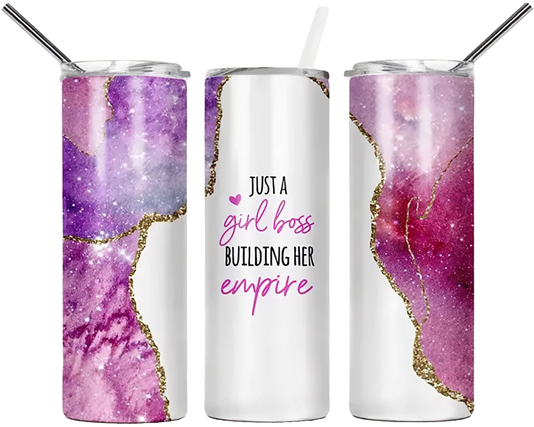 Personalized Name Just A Girl Boss Building Empire  Tumbler 17oz With Lid And Straw