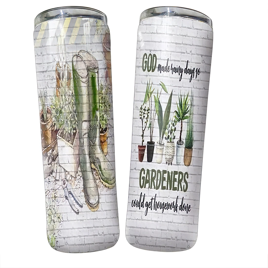 Personalized Name God Made Rainy Days So Gardeners Tumbler 17oz With Lid And Straw