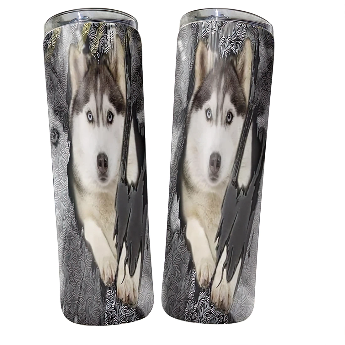 Personalized Name Husky Lovely Wild Animals Tumbler 17oz With Lid And Straw