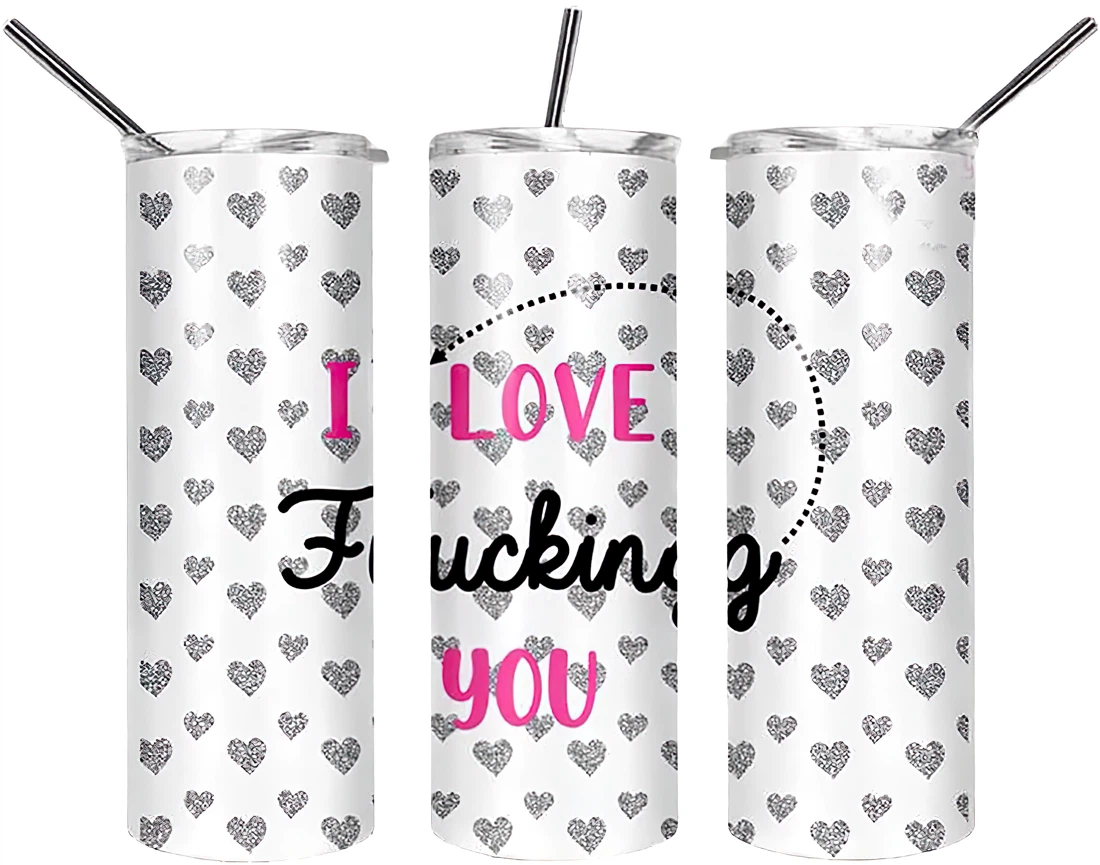 Personalized Name I Fucking Love You Heart  Tumbler 17oz With Lid And Straw