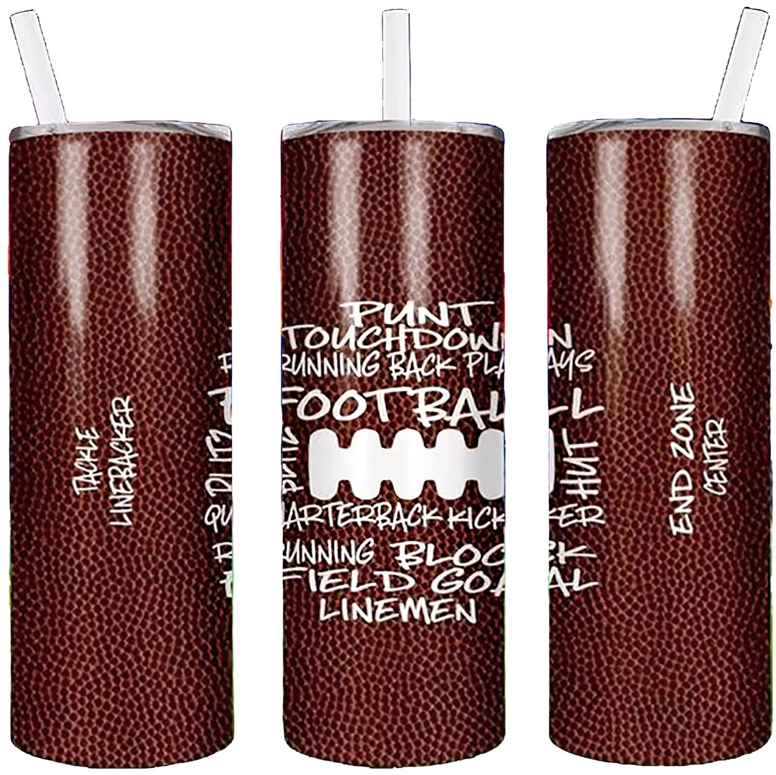 Personalized Name Football Sublimation Digital  Tumbler 17oz With Lid And Straw