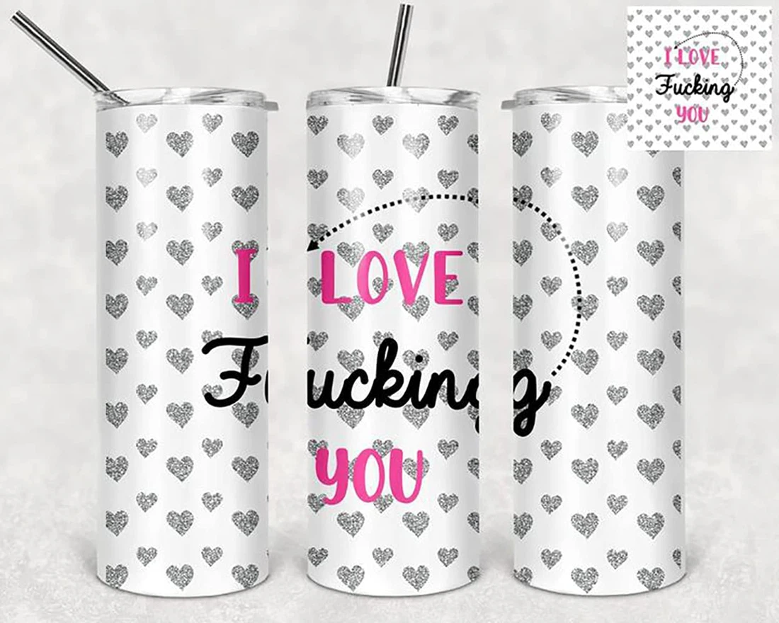 Personalized Name I Love Fucking You Heart  Tumbler 17oz With Lid And Straw