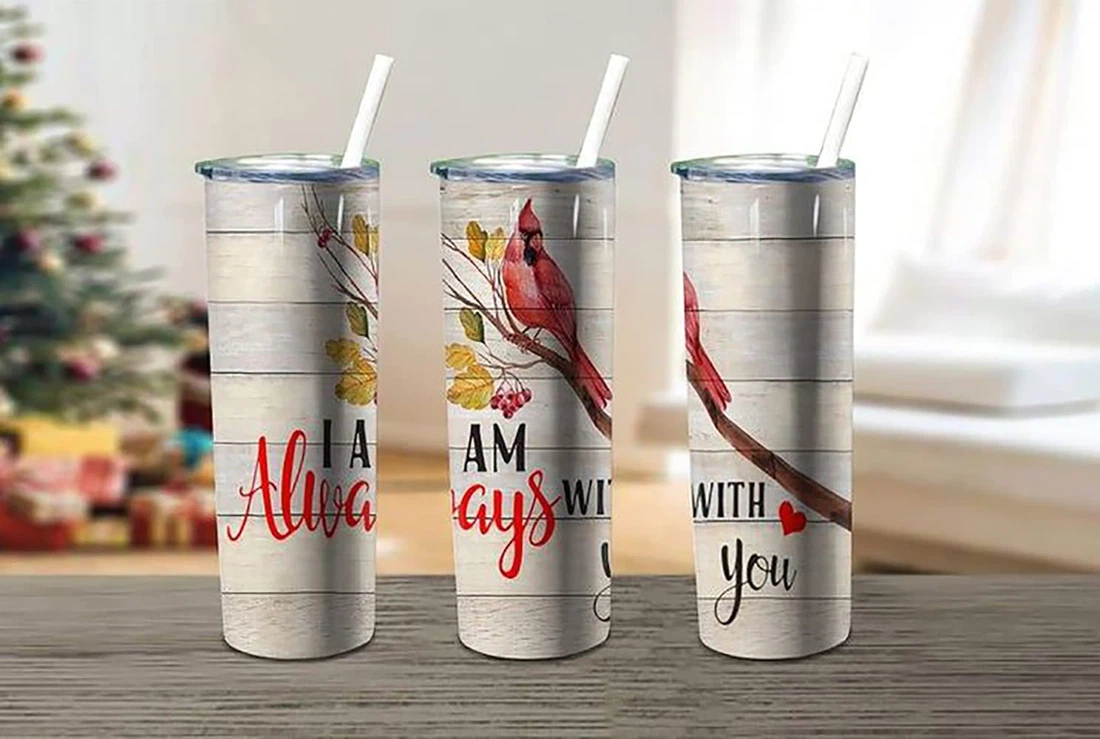 Personalized Name I Am Always With You Cardinal  Tumbler 17oz With Lid And Straw