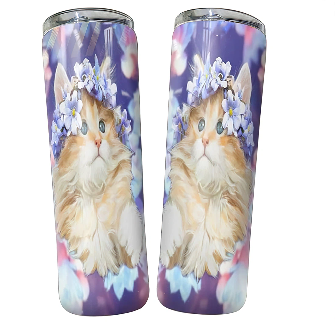 Personalized Name Cat Lovely Enjoys Animals  Tumbler 17oz With Lid And Straw