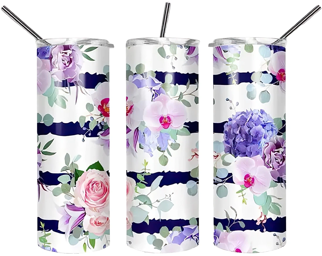 Personalized Name Flowers Lavender Beautiful Tumbler 17oz With Lid And Straw