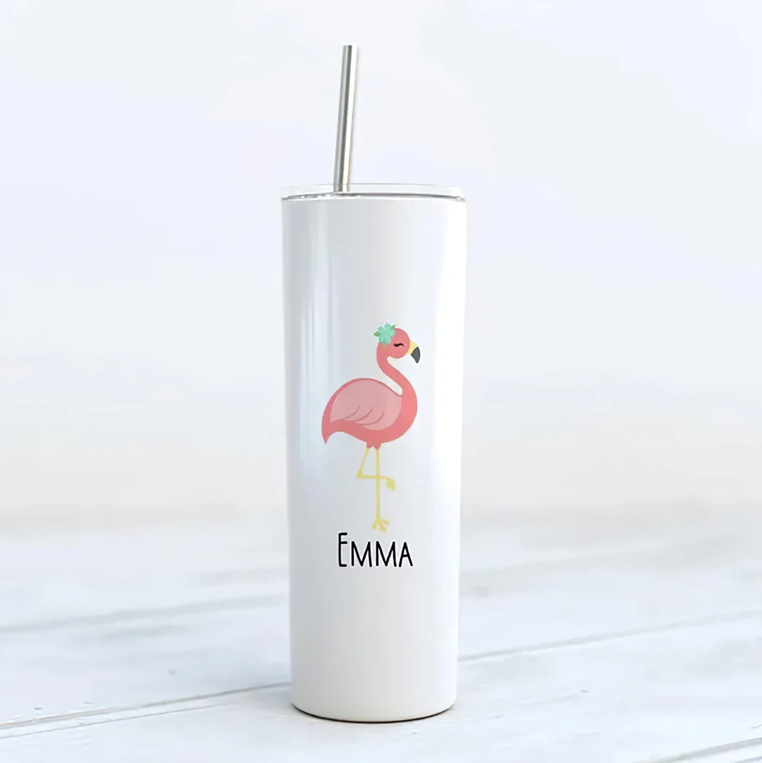 Personalized Name Flamingo Simple Choice  Tumbler 17oz With Lid And Straw